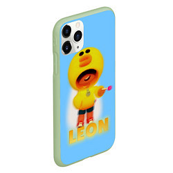 Чехол iPhone 11 Pro матовый Леон Салли Leon Sally, цвет: 3D-салатовый — фото 2