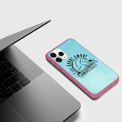 Чехол iPhone 11 Pro матовый LIVE! LOVE! VOLLEYBALL!, цвет: 3D-малиновый — фото 2