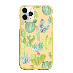Чехол iPhone 11 Pro матовый Кактусы в пустыне, цвет: 3D-желтый
