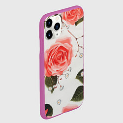 Чехол iPhone 11 Pro матовый Нежные розы, цвет: 3D-фиолетовый — фото 2
