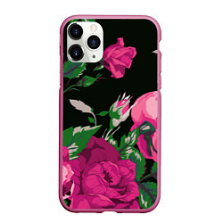 Чехол iPhone 11 Pro матовый Розы, цвет: 3D-малиновый