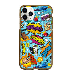 Чехол iPhone 11 Pro матовый Pop art comics, цвет: 3D-коричневый