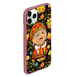Чехол iPhone 11 Pro матовый Русская красавица, цвет: 3D-малиновый — фото 2