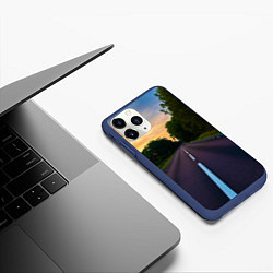 Чехол iPhone 11 Pro матовый Дорога, цвет: 3D-тёмно-синий — фото 2