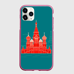 Чехол iPhone 11 Pro матовый Москва, цвет: 3D-малиновый