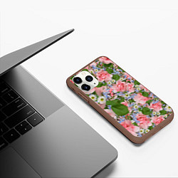 Чехол iPhone 11 Pro матовый Цветы, цвет: 3D-коричневый — фото 2