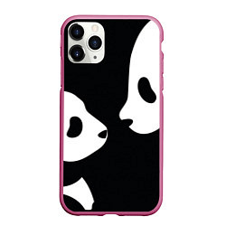 Чехол iPhone 11 Pro матовый Panda, цвет: 3D-малиновый