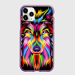 Чехол iPhone 11 Pro матовый Neon wolf, цвет: 3D-фиолетовый