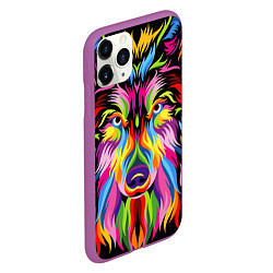 Чехол iPhone 11 Pro матовый Neon wolf, цвет: 3D-фиолетовый — фото 2