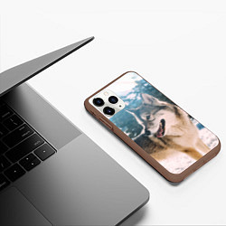 Чехол iPhone 11 Pro матовый Волк и снег, цвет: 3D-коричневый — фото 2