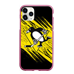 Чехол iPhone 11 Pro матовый Pittsburgh Penguins Sport, цвет: 3D-малиновый