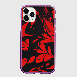 Чехол iPhone 11 Pro матовый Красный Мрамор, цвет: 3D-фиолетовый