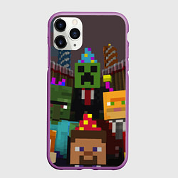 Чехол iPhone 11 Pro матовый Minecraft - characters - video game, цвет: 3D-фиолетовый