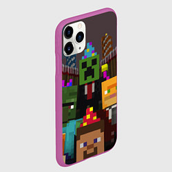 Чехол iPhone 11 Pro матовый Minecraft - characters - video game, цвет: 3D-фиолетовый — фото 2