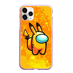 Чехол iPhone 11 Pro матовый AMONG US - Pikachu, цвет: 3D-розовый