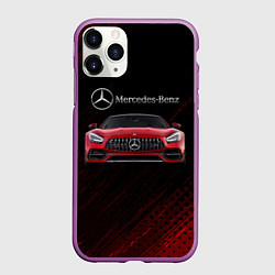 Чехол iPhone 11 Pro матовый Mercedes Benz AMG, цвет: 3D-фиолетовый