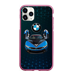 Чехол iPhone 11 Pro матовый BMW i8 Turbo тюнинговая, цвет: 3D-малиновый