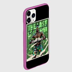 Чехол iPhone 11 Pro матовый Исраэль Адесанья, цвет: 3D-фиолетовый — фото 2