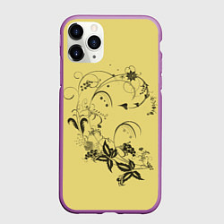 Чехол iPhone 11 Pro матовый Узоры ягодки, цвет: 3D-фиолетовый