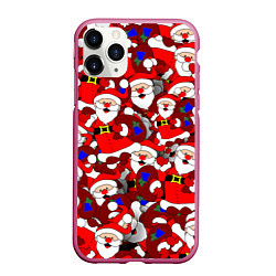 Чехол iPhone 11 Pro матовый Русский Санта Клаус, цвет: 3D-малиновый