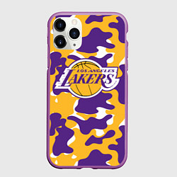Чехол iPhone 11 Pro матовый LA LAKERS ЛЕЙКЕРС, цвет: 3D-фиолетовый
