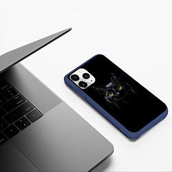 Чехол iPhone 11 Pro матовый Кот, цвет: 3D-тёмно-синий — фото 2