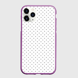 Чехол iPhone 11 Pro матовый Сердечки черные на белом, цвет: 3D-фиолетовый