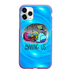 Чехол iPhone 11 Pro матовый Among Us карты, цвет: 3D-фиолетовый