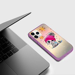 Чехол iPhone 11 Pro матовый Новогодний кот, цвет: 3D-фиолетовый — фото 2