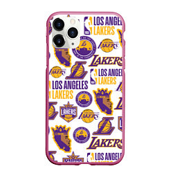 Чехол iPhone 11 Pro матовый LAKERS LOGO, цвет: 3D-малиновый