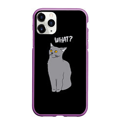 Чехол iPhone 11 Pro матовый What cat, цвет: 3D-фиолетовый