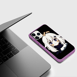 Чехол iPhone 11 Pro матовый Genshin Impact Paimon, цвет: 3D-фиолетовый — фото 2