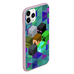 Чехол iPhone 11 Pro матовый Minecraft, цвет: 3D-розовый — фото 2