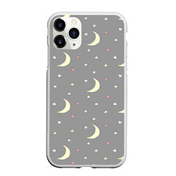 Чехол iPhone 11 Pro матовый Луна и звезды, цвет: 3D-белый