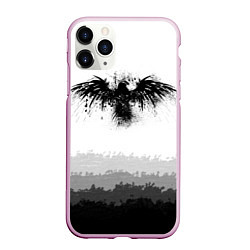 Чехол iPhone 11 Pro матовый ЧЁРНЫЙ ВОРОН, цвет: 3D-розовый