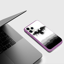 Чехол iPhone 11 Pro матовый ЧЁРНЫЙ ВОРОН, цвет: 3D-фиолетовый — фото 2