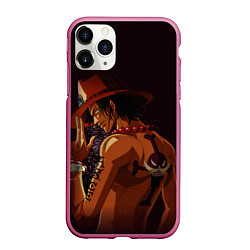 Чехол iPhone 11 Pro матовый One Piece Портгас Д Эйс, цвет: 3D-малиновый