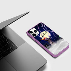 Чехол iPhone 11 Pro матовый Новогодний Кот, цвет: 3D-фиолетовый — фото 2