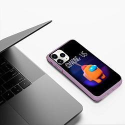 Чехол iPhone 11 Pro матовый AMONG US, цвет: 3D-сиреневый — фото 2