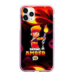 Чехол iPhone 11 Pro матовый BRAWL STARS AMBER, цвет: 3D-розовый