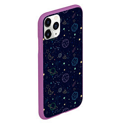 Чехол iPhone 11 Pro матовый Далекий космос, цвет: 3D-фиолетовый — фото 2