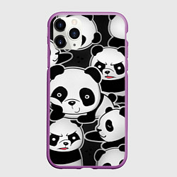 Чехол iPhone 11 Pro матовый Смешные панды, цвет: 3D-фиолетовый