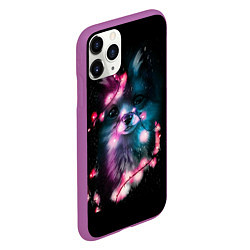 Чехол iPhone 11 Pro матовый Лиса с гирляндой, цвет: 3D-фиолетовый — фото 2