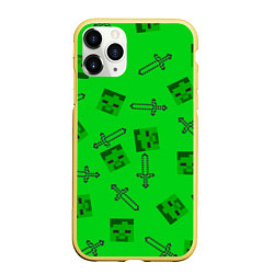 Чехол iPhone 11 Pro матовый Minecraft, цвет: 3D-желтый