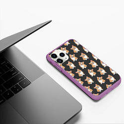 Чехол iPhone 11 Pro матовый Корги малыши, цвет: 3D-фиолетовый — фото 2
