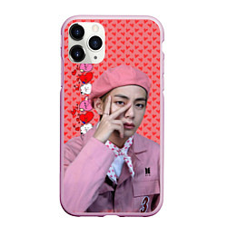 Чехол iPhone 11 Pro матовый BTS Ким Тэ Хён, цвет: 3D-розовый