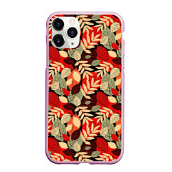 Чехол iPhone 11 Pro матовый Осенние листья, цвет: 3D-розовый