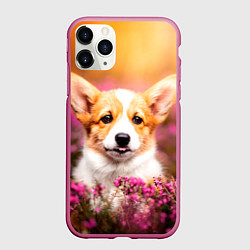 Чехол iPhone 11 Pro матовый Вельш-корги, цвет: 3D-малиновый