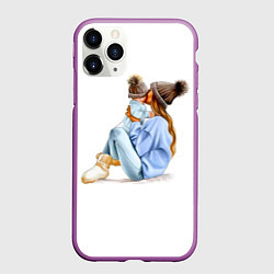 Чехол iPhone 11 Pro матовый Самая лучшая мама, цвет: 3D-фиолетовый