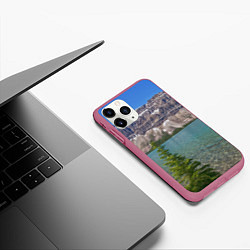 Чехол iPhone 11 Pro матовый Горное озеро, цвет: 3D-малиновый — фото 2